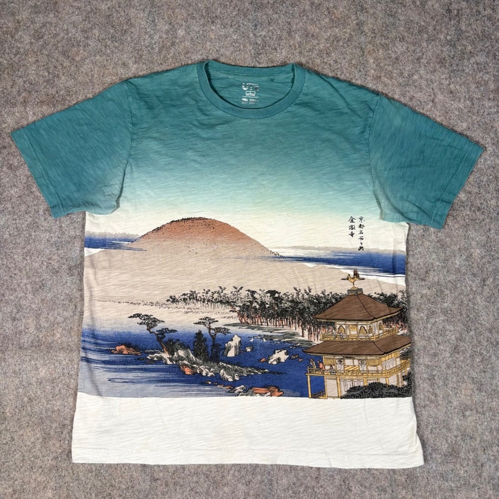 Uniqlo Hiroshige Ukiyo-e Kyoto Kinkakuji T-Shirt Mens L MFA Boston UT Museum Art